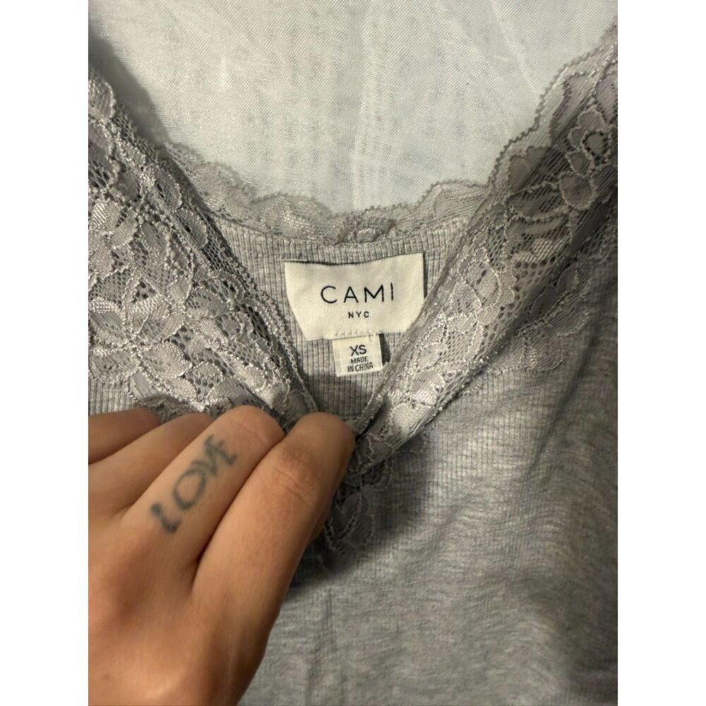 Cami NYC Gray Lace Ribbed Tank - Picture 2 of 3